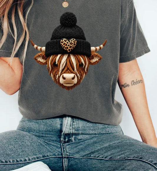 Hyland Cow with Heart Beanie Tee