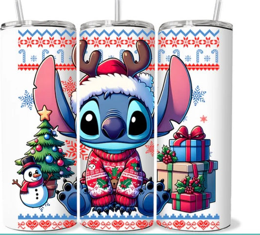 Reindeer Blue Alien Tumbler