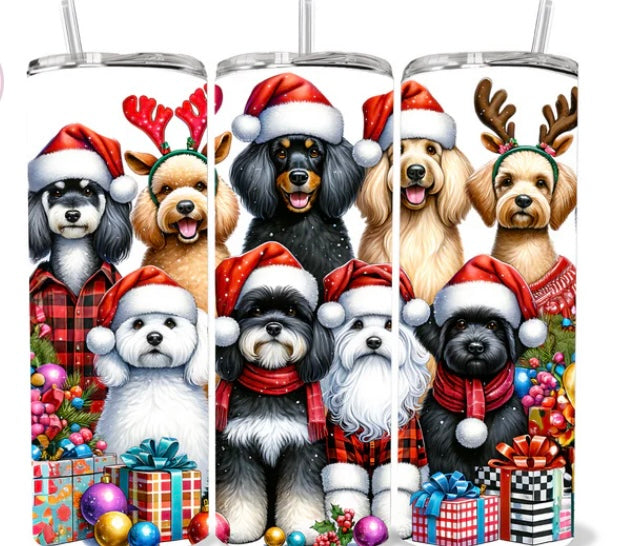 Christmas Dogs Skinny Tumbler