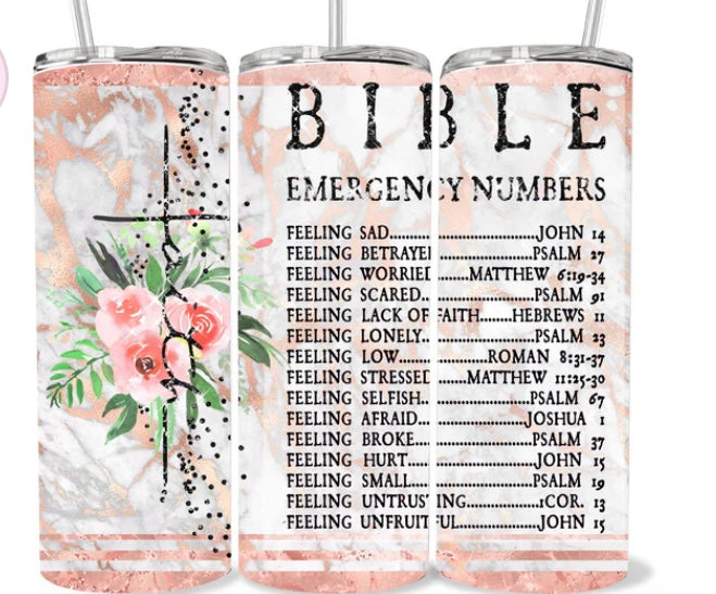 Bible Emergency Numbers Tumbler