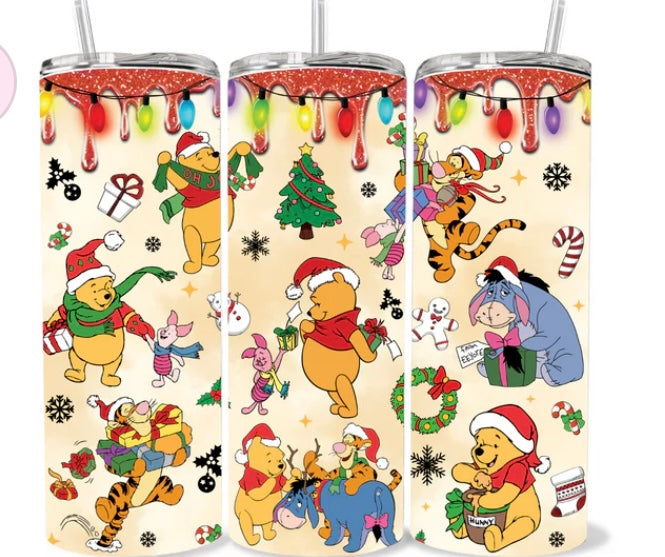 Pooh and Friends Christmas Skinny Tumbler