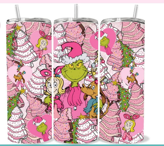 Christmas Cake Grinch Skinny Tumbler