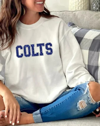 Colts (faux glitter) crewneck