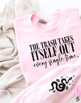 The Trash Takes Itself Out Crew with sleeve detail