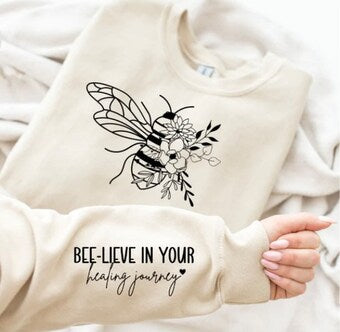 Bee-lieve in yourself crew with sleeve detail