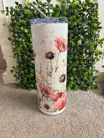 Flowery skinny tumbler