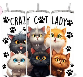 Crazy Cat Lady skinny tumbler