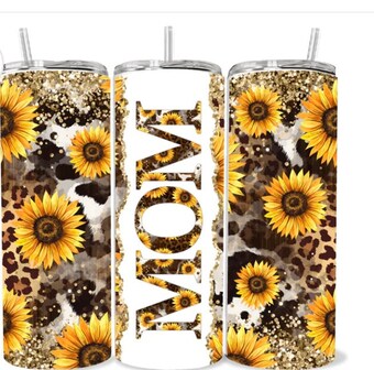 Sunflower Mom skinny tumbler