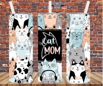 Cat Mom skinny tumbler