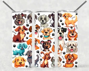 Cartoon Dog skinny tumbler