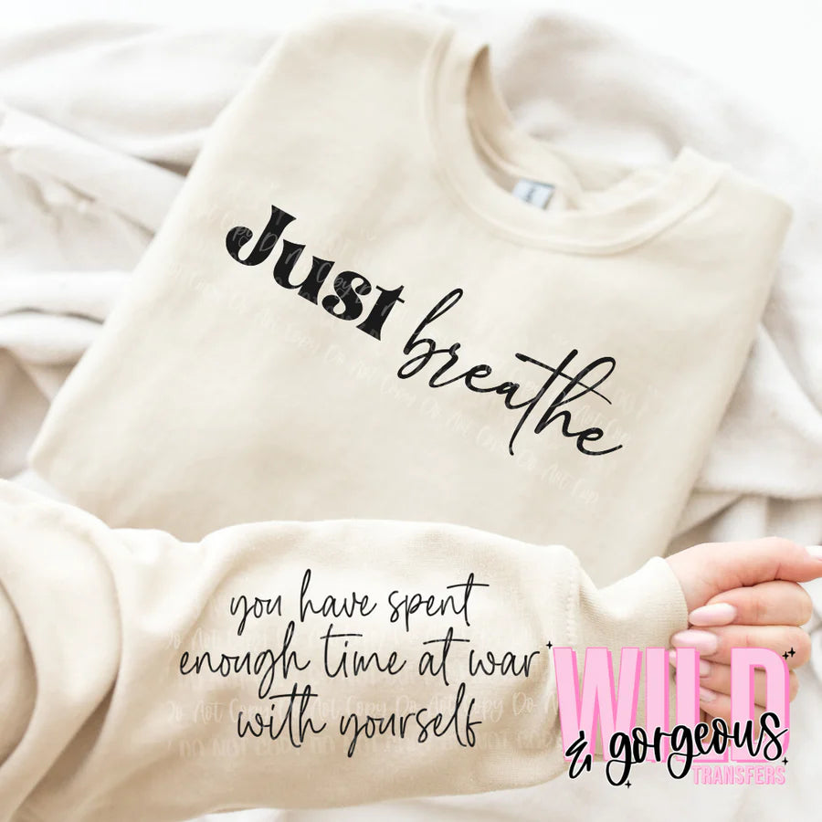 Just breathe crewneck with sleeve detail